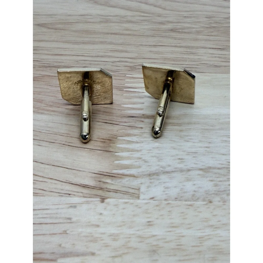 Vintage Swank Gold Tone Square Cufflinks Brushed Finish‎ Geometric Men's Formal